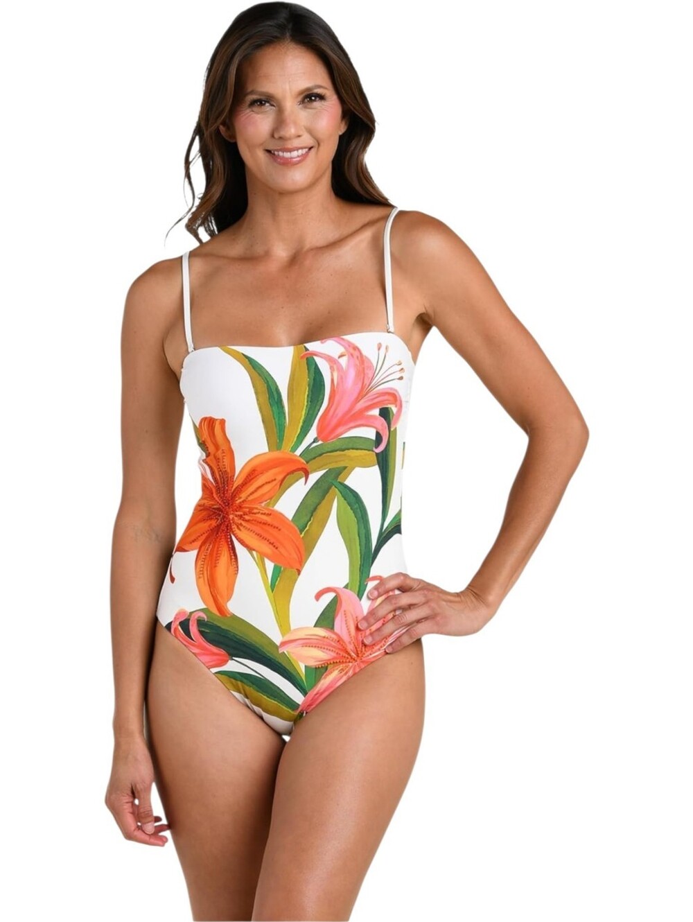 La Blanca One Piece Bandeau Tummy Control Swimsuit Bird Of Paradise Print